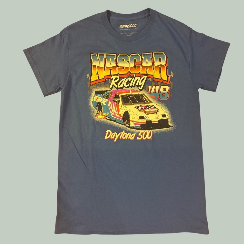 NASCAR Racing Daytona 500 Graphic Tee Blue Small Mens T-Shirt Stock Car Vintage